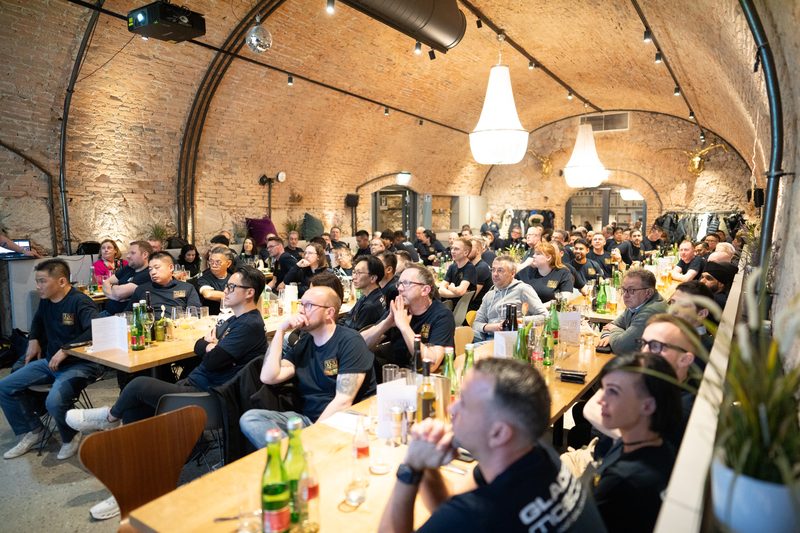 Dealers from around the world follow the product presentation